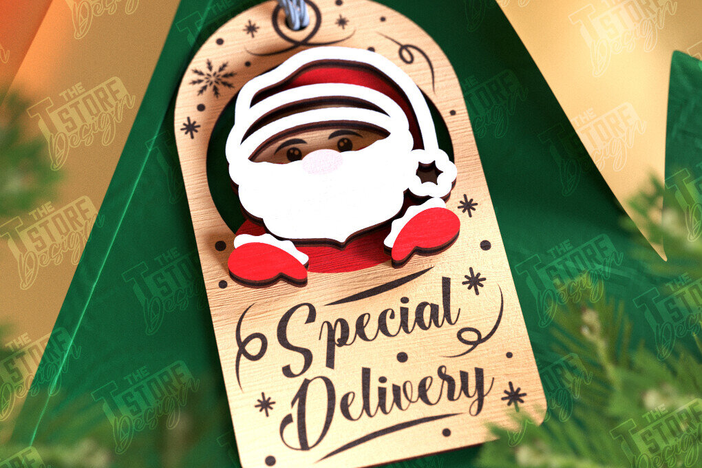 Σετ των 2 Intra απο ξύλο plywood  Χρώμα wenge 3mm-4mm πάχος - Χριστουγεννιάτικη ετικέτα | Ετικέτα δώρου | Διακοπές |CNC Δίασταση 15x15 cm INTRAFABR-101185547