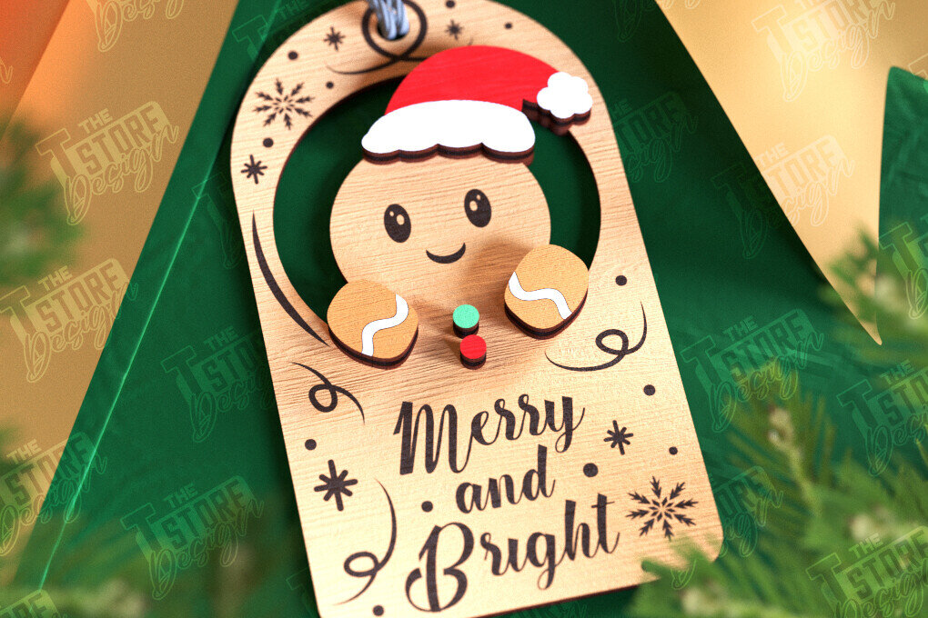 Σετ των 2 Intra απο ξύλο plywood  Χρώμα wenge 3mm-4mm πάχος - Χριστουγεννιάτικη ετικέτα | Ετικέτα δώρου | Διακοπές |CNC Δίασταση 15x15 cm INTRAFABR-101185632