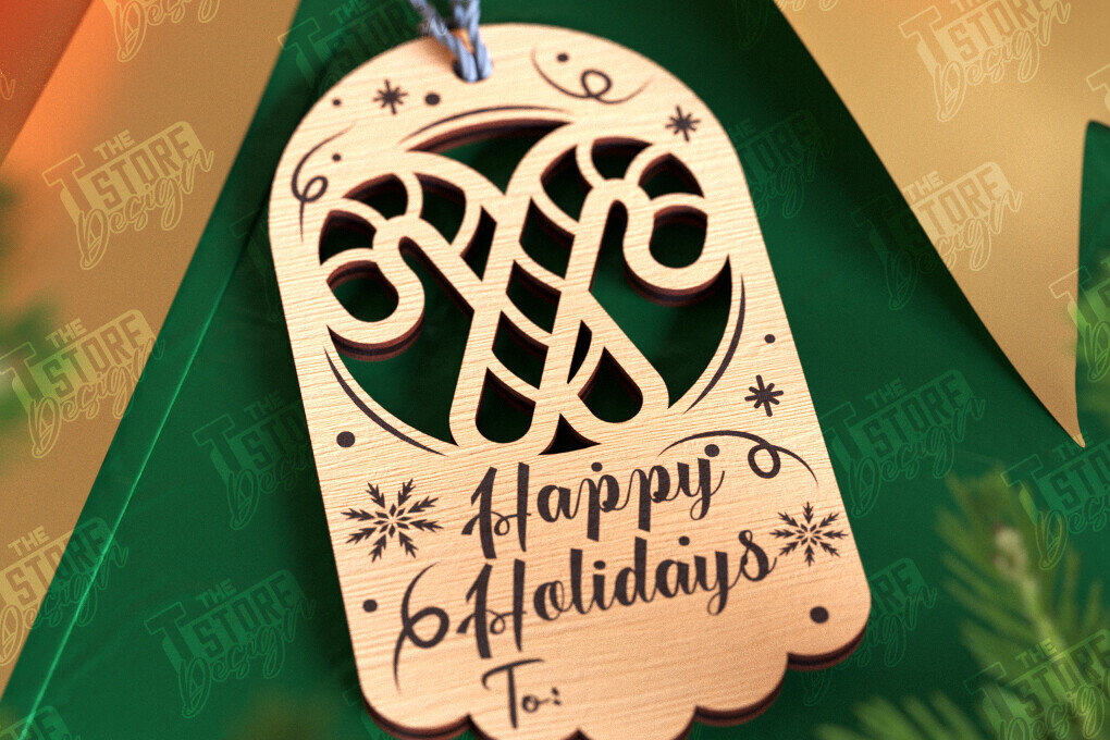 Σετ των 2 Intra απο ξύλο plywood  Χρώμα wenge 3mm-4mm πάχος - Χριστουγεννιάτικη ετικέτα | Ετικέτα δώρου | Διακοπές |CNC Δίασταση 15x15 cm INTRAFABR-101185247