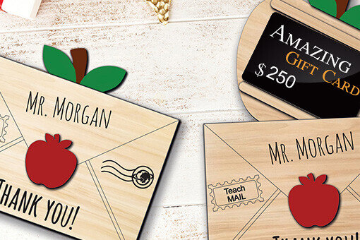 Σετ των 2 Intra απο ξύλο plywood  Χρώμα wenge 3mm-4mm πάχος - Christmas Teacher Coach Apple Letter Δίασταση 15x15 cm INTRAFABR-111317659