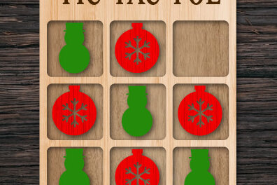 Σετ των 2 Intra απο ξύλο plywood  Χρώμα wenge 3mm-4mm πάχος - Χριστουγεννιάτικο παιχνίδι Tic Tac Toe Δίασταση 15x15 cm INTRAFABR-81142319