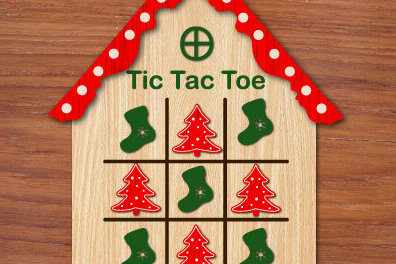 Σετ των 2 Intra απο ξύλο plywood  Χρώμα wenge 3mm-4mm πάχος - Χριστουγεννιάτικο παιχνίδι Tic Tac Toe Δίασταση 15x15 cm INTRAFABR-80733961