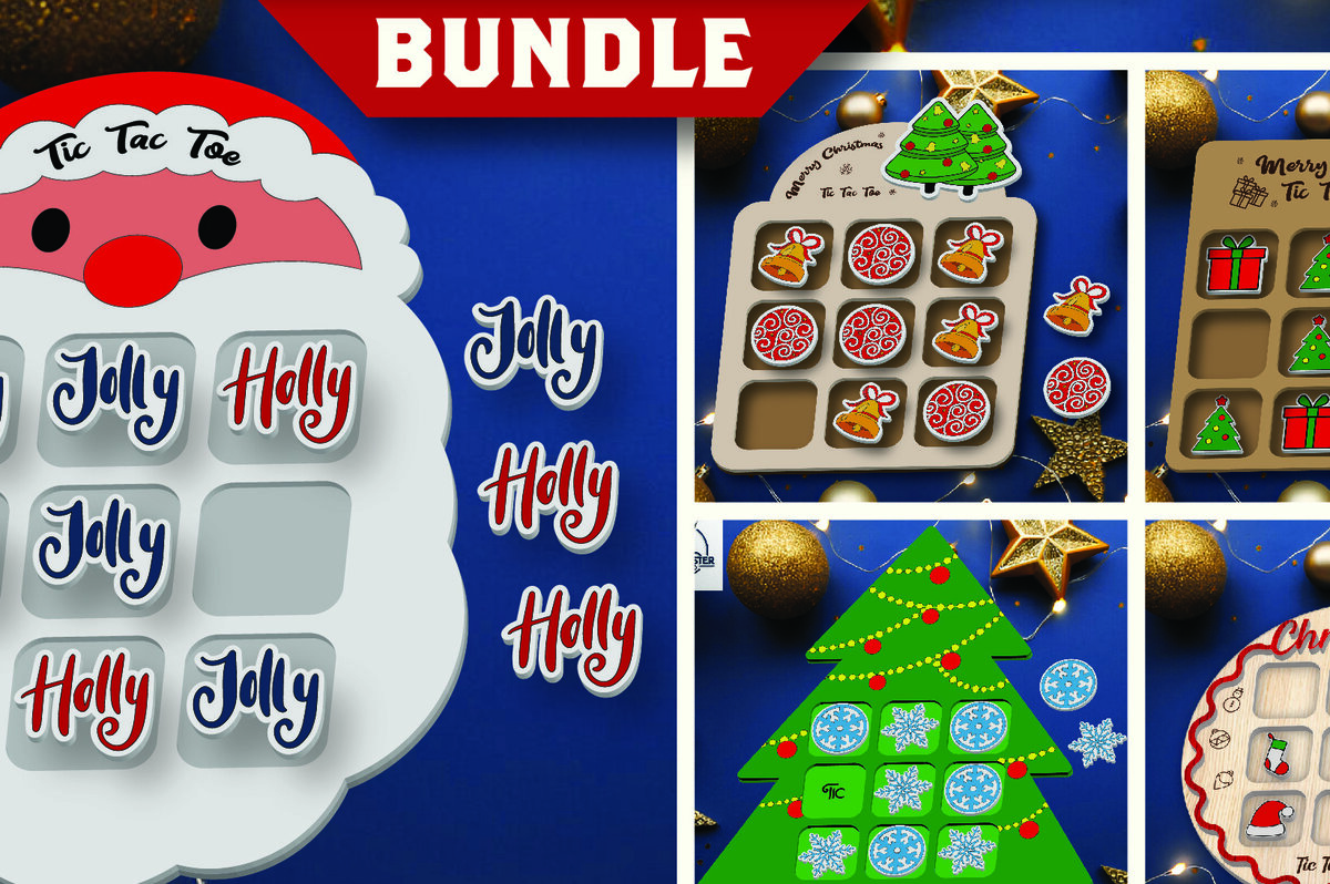 Σετ των 2 Intra απο ξύλο plywood  Χρώμα wenge 3mm-4mm πάχος - Πακέτο Παιχνιδιού Tic Tac Toe Χριστουγέννων Δίασταση 15x15 cm INTRAFABR-80143027