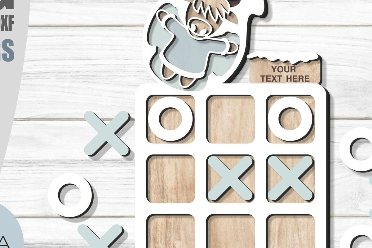 Σετ των 2 Intra απο ξύλο plywood  Χρώμα wenge 3mm-4mm πάχος - Χριστουγεννιάτικο Tic Tac Toe Δίασταση 15x15 cm INTRAFABR-80143740