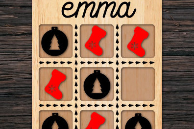 Intra απο ξύλο plywood  Χρώμα wenge 3mm-4mm πάχος - Χριστουγεννιάτικο παιχνίδι Tic Toc Toe με λέιζερ Δίασταση 15x15 cm INTRAFABR-37183427