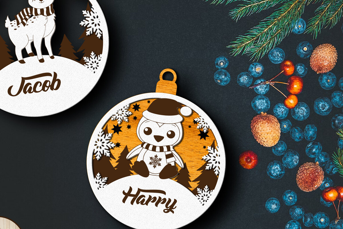 Σετ των 2 Intra απο ξύλο plywood  Χρώμα wenge 3mm-4mm πάχος - Χριστουγεννιάτικο παιχνίδι προσαρμοσμένο όνομα, διακόσμηση σπιτιού Δίασταση 4x4 cm INTRAFABR-34674013