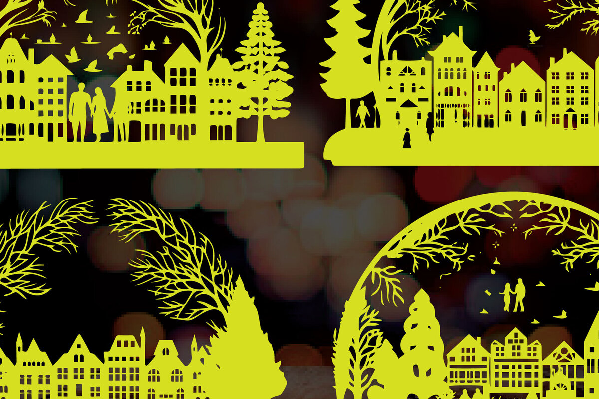 Σετ των 2 Intra απο ξύλο plywood  Χρώμα wenge 3mm-4mm πάχος - Πακέτο Παραδοσιακής Πόλης Χριστουγέννων Δίασταση 4x4 cm INTRAFABR-101884083