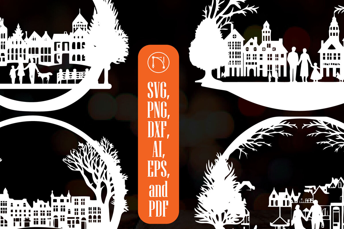 Σετ των 2 Intra απο ξύλο plywood  Χρώμα wenge 3mm-4mm πάχος - Πακέτο Παραδοσιακής Πόλης Χριστουγέννων Δίασταση 4x4 cm INTRAFABR-101884070