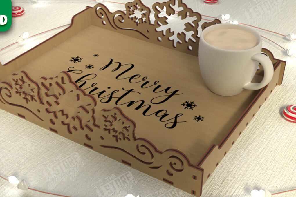 Σετ των 2 Intra απο ξύλο plywood  Χρώμα wenge 3mm-4mm πάχος - Χριστουγεννιάτικος Δίσκος | Δίσκος ορεκτικών για σνακ Δίασταση 15x15 cm INTRAFABR-106488471