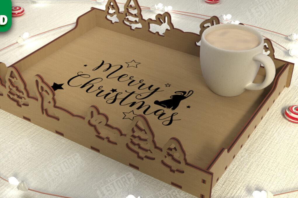 Σετ των 2 Intra απο ξύλο plywood  Χρώμα wenge 3mm-4mm πάχος - Χριστουγεννιάτικος Δίσκος | Δίσκος ορεκτικών για σνακ Δίασταση 15x15 cm INTRAFABR-101127439