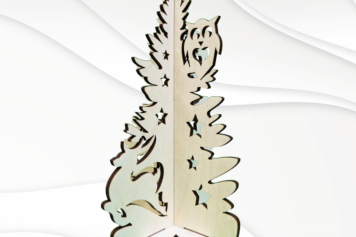 Intra απο ξύλο plywood  Χρώμα wenge 3mm-4mm πάχος - Χριστουγεννιάτικο δέντρο τρισδιάστατα παζλ, αρχεία λέιζερ Δίασταση 159x102 cm INTRAFABR-35248456