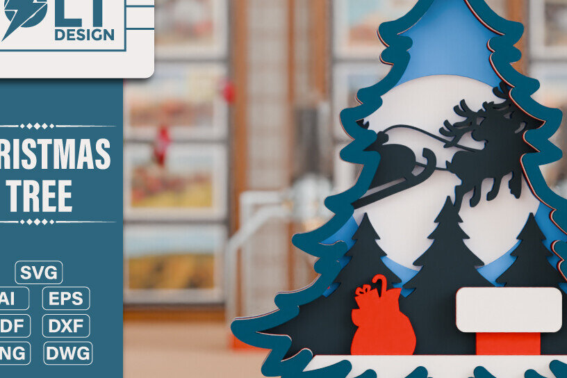 Intra απο ξύλο plywood  Χρώμα wenge 3mm-4mm πάχος - Χριστουγεννιάτικο δέντρο 3D Πολυστρωματική κοπή Δίασταση 20x25 cm INTRAFABR-104434628