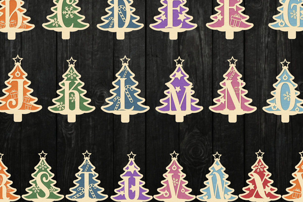 Σετ των 2 Intra απο ξύλο plywood  Χρώμα wenge 3mm-4mm πάχος - Στολίδια αλφαβήτου Χριστουγεννιάτικου Δέντρου Δίασταση 6x6 cm INTRAFABR-104363075