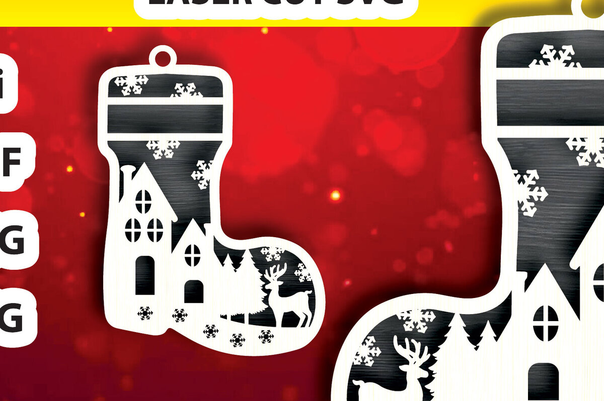 Σετ των 2 Intra απο ξύλο plywood  Χρώμα wenge 3mm-4mm πάχος - Χριστουγεννιάτικα στολίδια δέντρων και ελαφιών Δίασταση 6x6 cm INTRAFABR-104363190