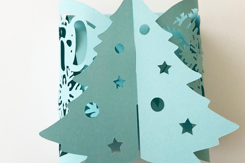 Σετ των 2 Intra απο ξύλο plywood  Χρώμα wenge 3mm-4mm πάχος - Πρότυπο κουτιού χριστουγεννιάτικου δέντρου Χωρίς κόλλα Δίασταση 5x11 cm INTRAFABR-109740592