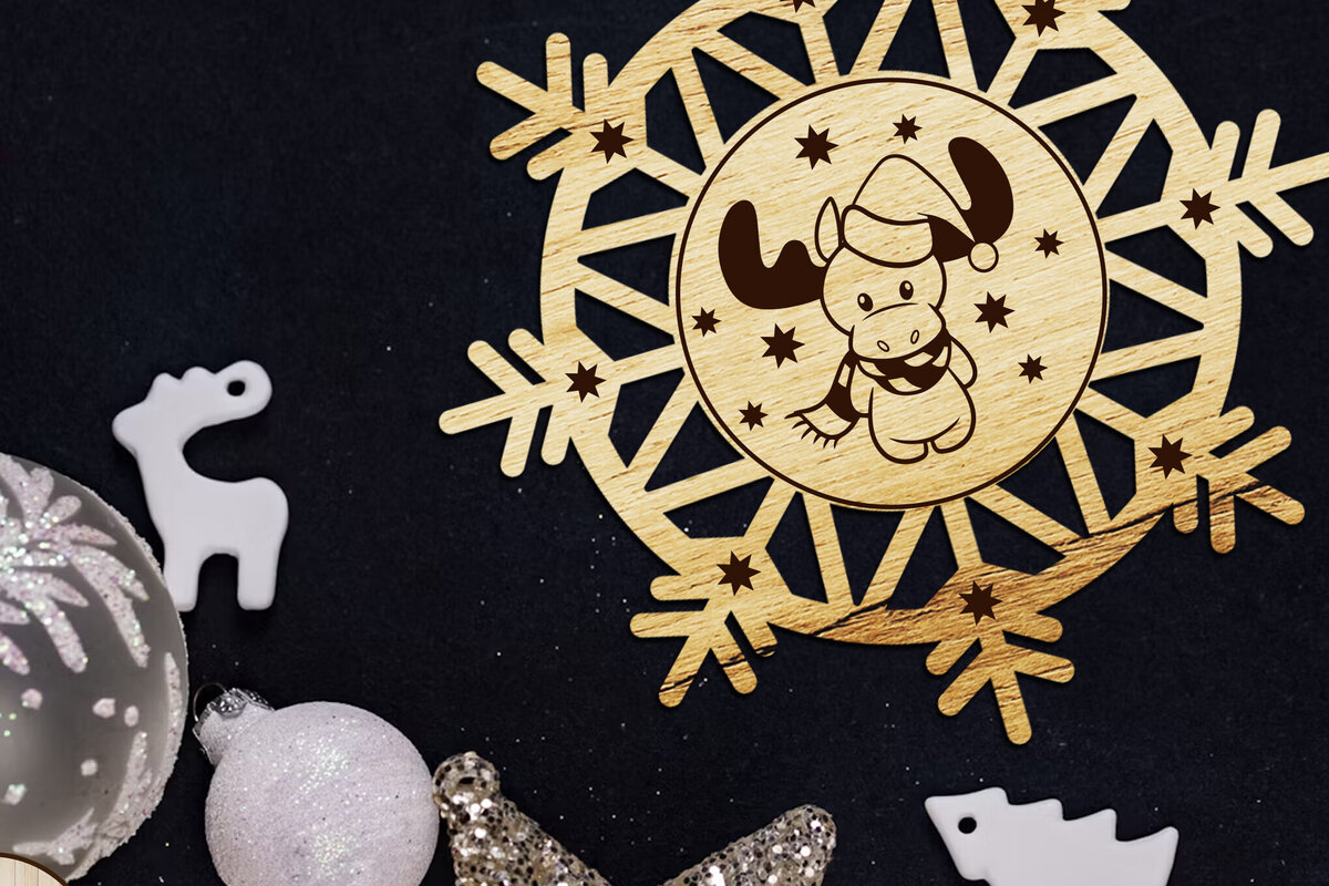 Σετ των 2 Intra απο ξύλο plywood  Χρώμα wenge 3mm-4mm πάχος - διακοσμητικό χριστουγεννιάτικο δέντρο Δίασταση 4x4 cm INTRAFABR-103857503