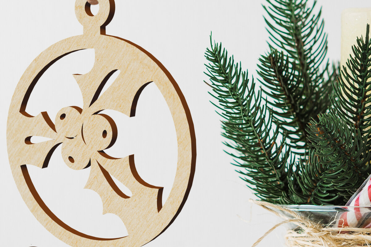 Σετ των 2 Intra απο ξύλο plywood  Χρώμα wenge 3mm-4mm πάχος - Διακοσμητικό στολίδι Χριστουγεννιάτικου Δέντρου Δίασταση 6x7 cm INTRAFABR-103857647