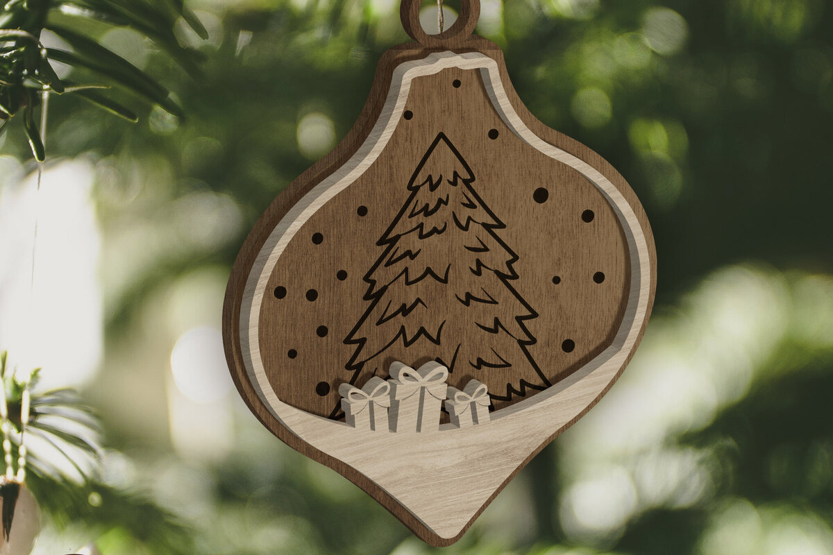 Σετ των 2 Intra απο ξύλο plywood  Χρώμα wenge 3mm-4mm πάχος - Διακοσμητικό παιχνίδι Χριστουγεννιάτικου Δέντρου Δίασταση 4x4 cm INTRAFABR-103581582