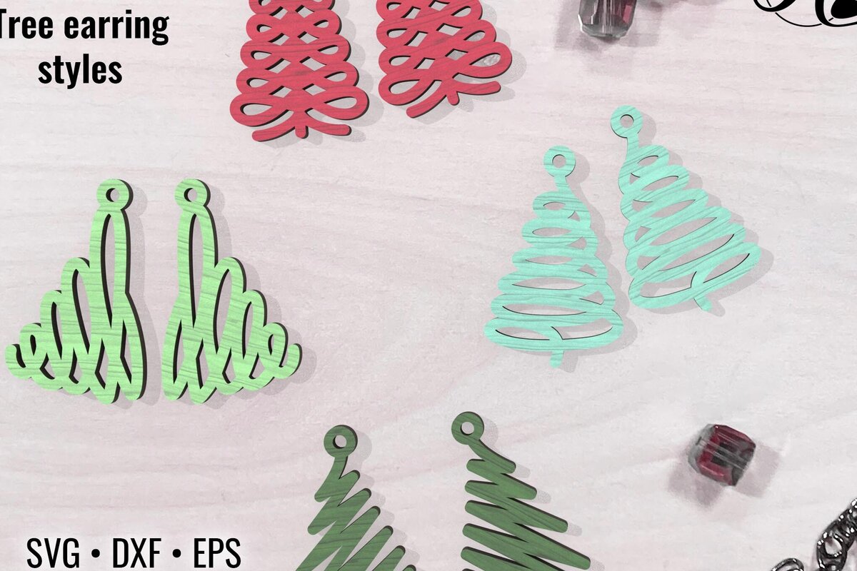 Σετ των 3 Intra απο ξύλο plywood  Χρώμα wenge 3mm-4mm πάχος - Χριστουγεννιάτικα σκουλαρίκια ή στολίδια Δίασταση 3x3 cm INTRAFABR-124402695