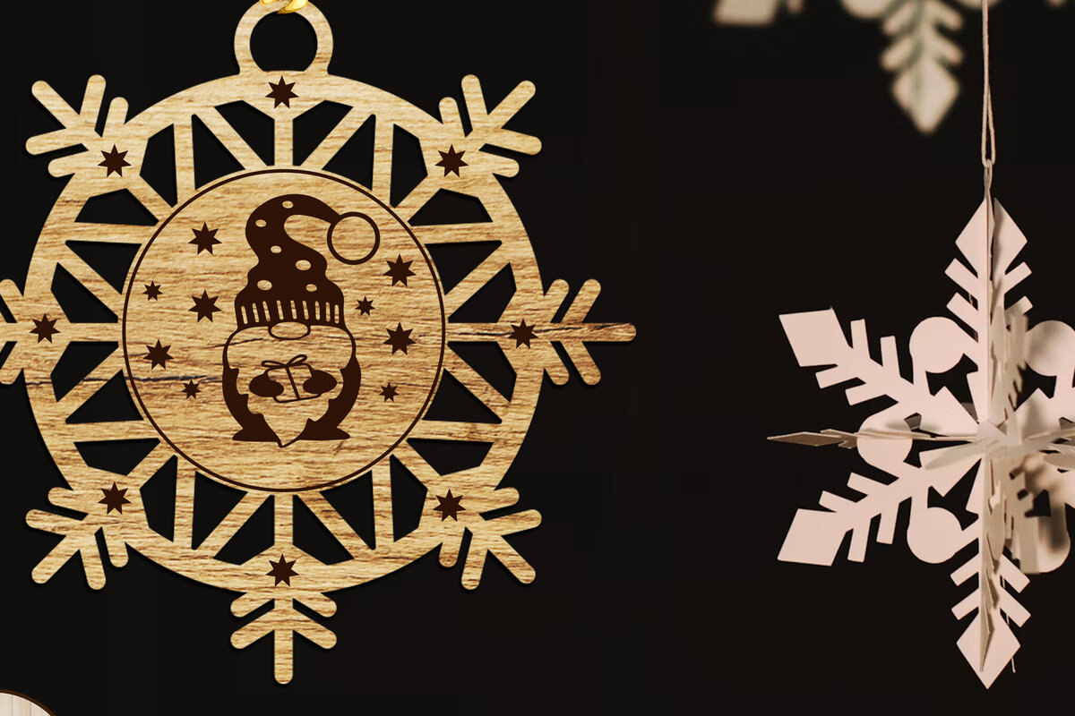 Σετ των 2 Intra απο ξύλο plywood  Χρώμα wenge 3mm-4mm πάχος - Στολίδι Χριστουγεννιάτικου Δέντρου Gnome Δίασταση 4x4 cm INTRAFABR-73839641