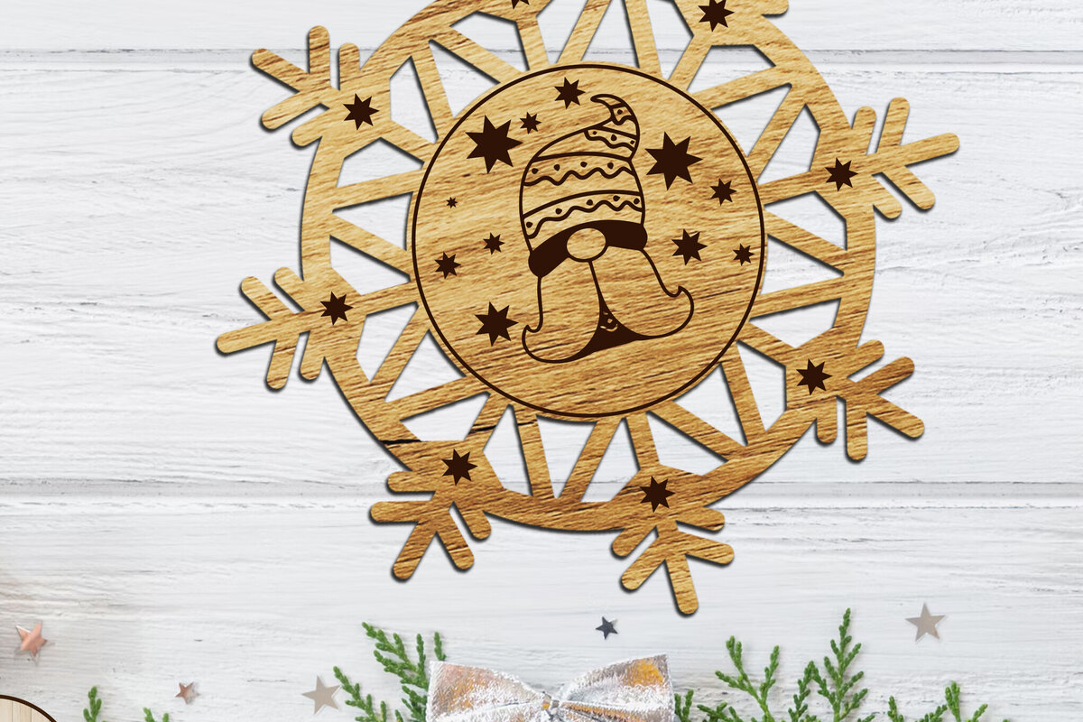 Σετ των 2 Intra απο ξύλο plywood  Χρώμα wenge 3mm-4mm πάχος - Στολίδι Χριστουγεννιάτικου Δέντρου Gnome Δίασταση 4x4 cm INTRAFABR-107897964