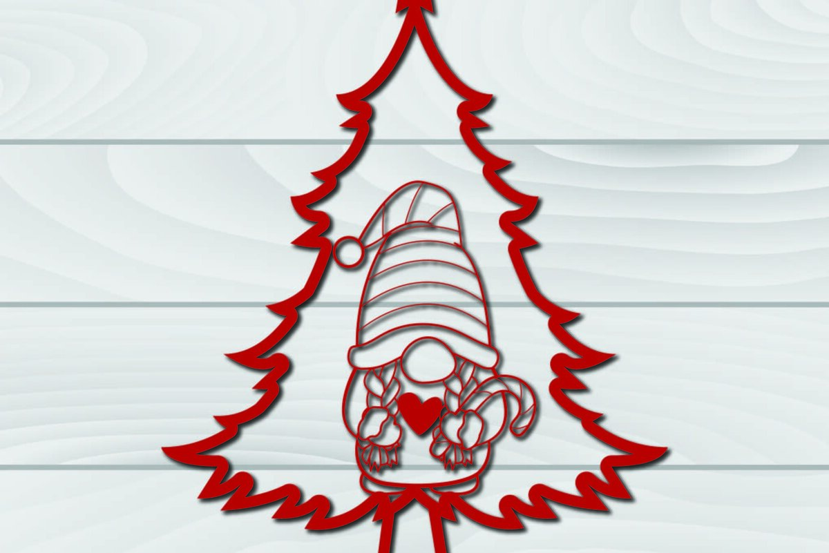 Intra απο ξύλο plywood  Χρώμα wenge 3mm-4mm πάχος - Χριστουγεννιάτικο δέντρο Gnome Paper Cut 3d Δίασταση 1200x1200 cm INTRAFABR-107586503