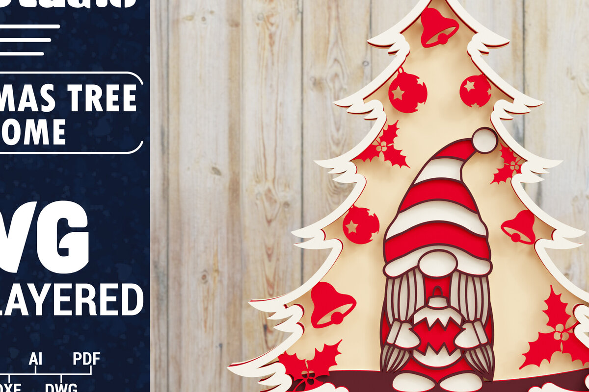 Intra απο ξύλο plywood  Χρώμα wenge 3mm-4mm πάχος - Χριστουγεννιάτικου Δέντρου Gnome PaperCut Δίασταση 1500x1500 cm INTRAFABR-103994901