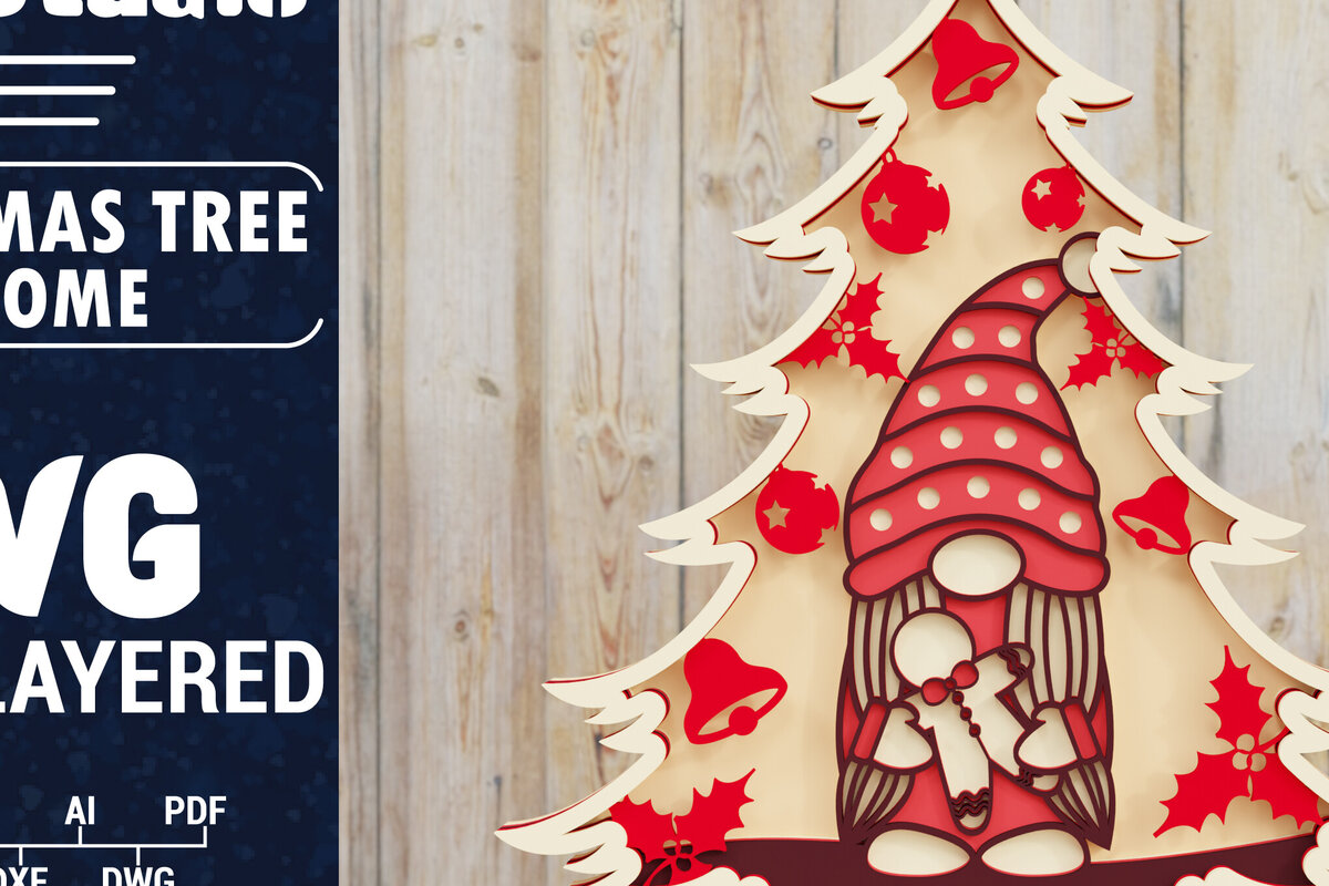 Intra απο ξύλο plywood  Χρώμα wenge 3mm-4mm πάχος - Χριστουγεννιάτικου Δέντρου Gnome PaperCut Δίασταση 1500x1500 cm INTRAFABR-103994763