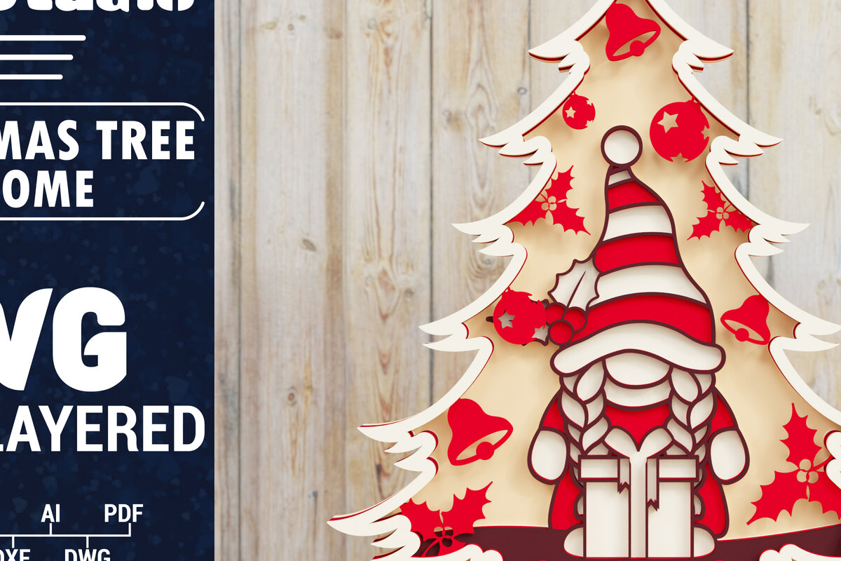 Intra απο ξύλο plywood  Χρώμα wenge 3mm-4mm πάχος - Χριστουγεννιάτικου Δέντρου Gnome PaperCut Δίασταση 1500x1500 cm INTRAFABR-78083104