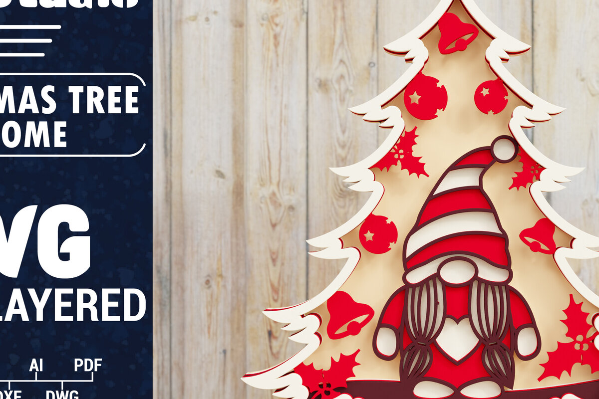 Intra απο ξύλο plywood  Χρώμα wenge 3mm-4mm πάχος - Χριστουγεννιάτικου Δέντρου Gnome PaperCut Δίασταση 1500x1500 cm INTRAFABR-78172141