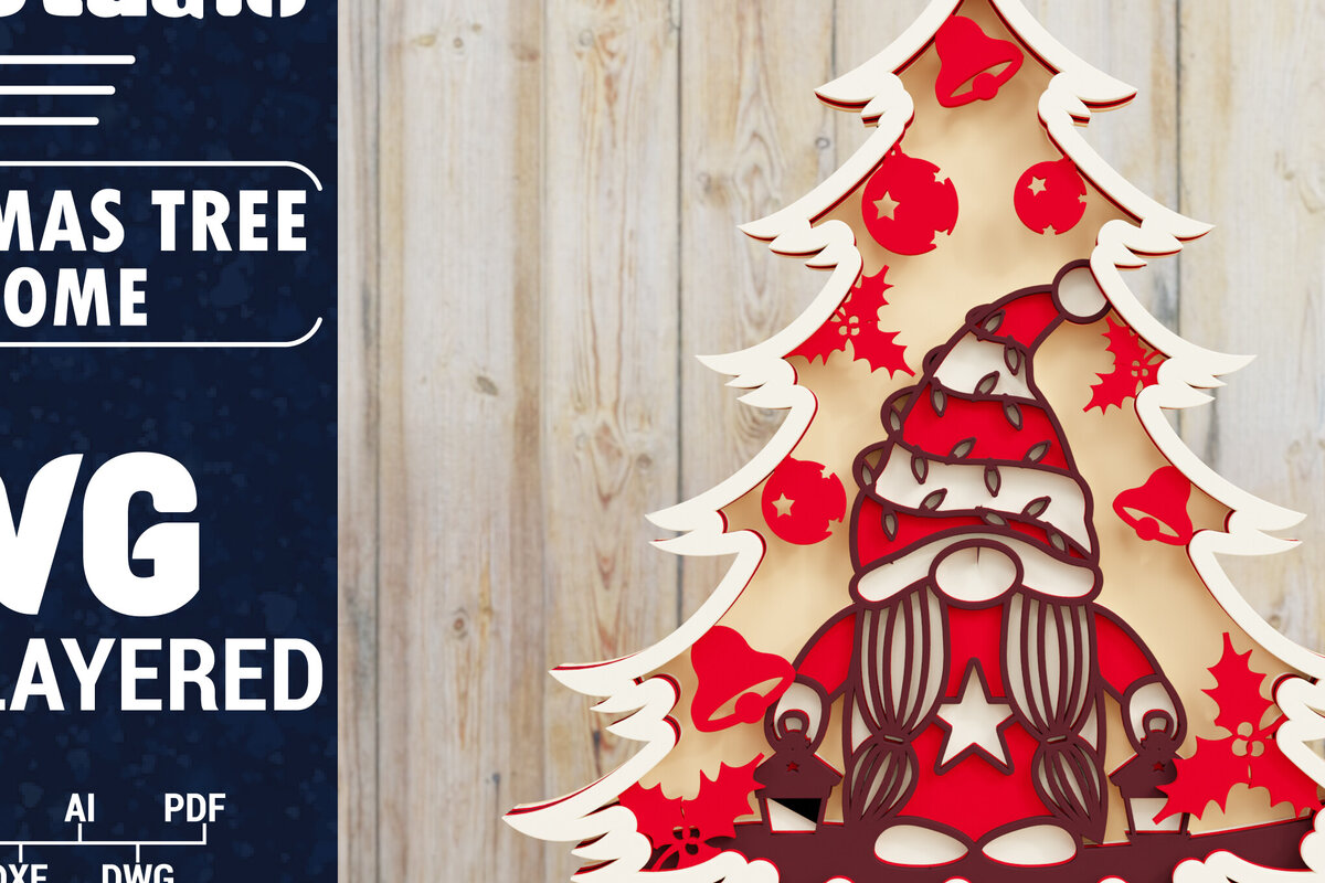 Intra απο ξύλο plywood  Χρώμα wenge 3mm-4mm πάχος - Χριστουγεννιάτικου Δέντρου Gnome PaperCut Δίασταση 1500x1500 cm INTRAFABR-78172275