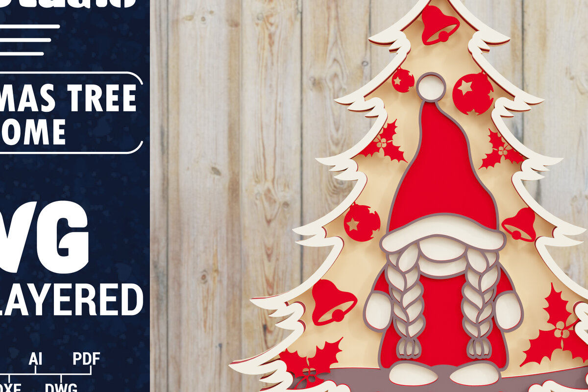 Intra απο ξύλο plywood  Χρώμα wenge 3mm-4mm πάχος - Χριστουγεννιάτικου Δέντρου Gnome PaperCut Δίασταση 1500x1500 cm INTRAFABR-78253003