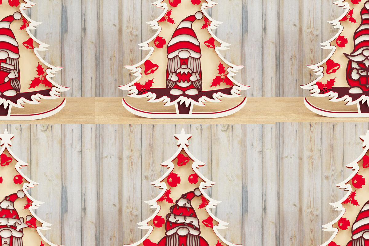 Intra απο ξύλο plywood  Χρώμα wenge 3mm-4mm πάχος - Αρχεία Χριστουγεννιάτικου Δέντρου Gnome PaperCut Δίασταση 1500x1500 cm INTRAFABR-77911584