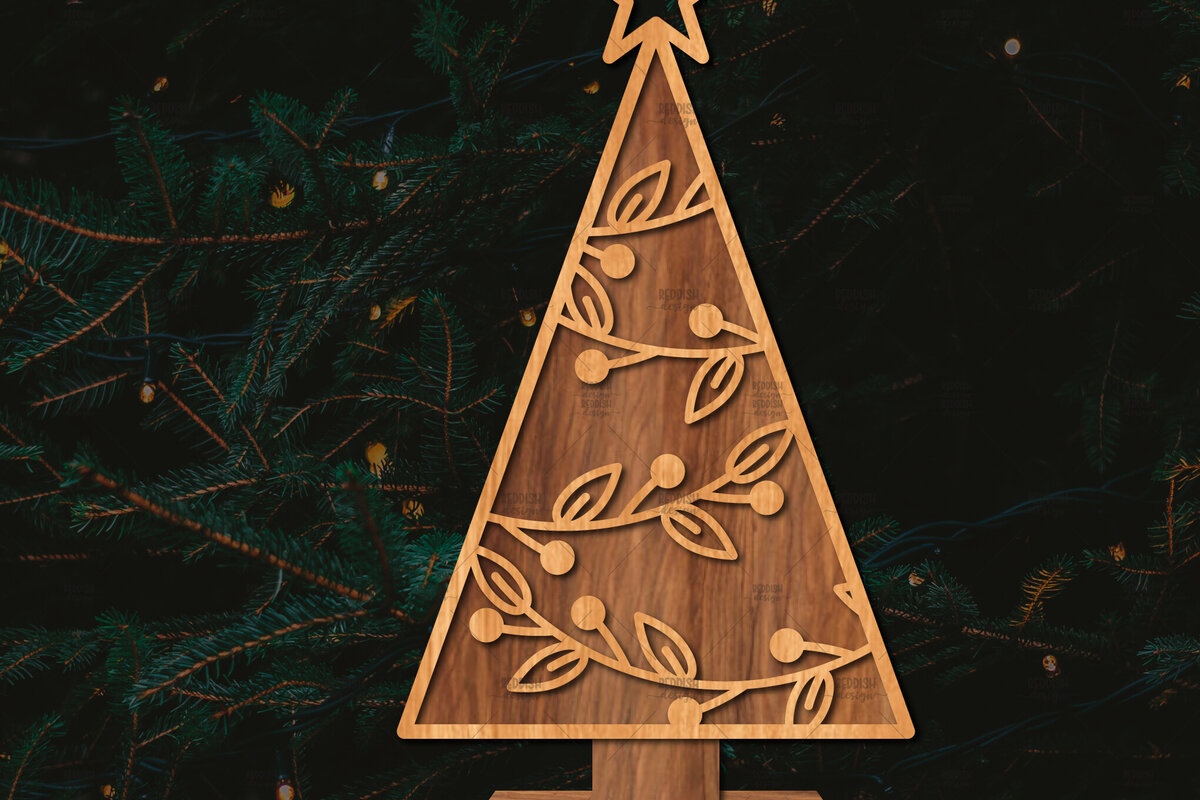 Intra απο ξύλο plywood  Χρώμα wenge 3mm-4mm πάχος - Στάση κοπής χριστουγεννιάτικου δέντρου με λέιζερ Δίασταση 20x20 cm INTRAFABR-75902989