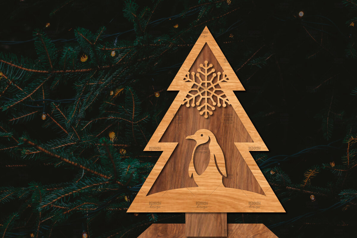 Intra απο ξύλο plywood  Χρώμα wenge 3mm-4mm πάχος - Στάση κοπής χριστουγεννιάτικου δέντρου με λέιζερ Δίασταση 20x20 cm INTRAFABR-73288008