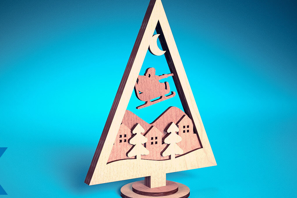 Intra απο ξύλο plywood  Χρώμα wenge 3mm-4mm πάχος - Χριστουγεννιάτικο Δέντρο Κόψιμο με Λέιζερ Δίασταση 15x15 cm INTRAFABR-104864690