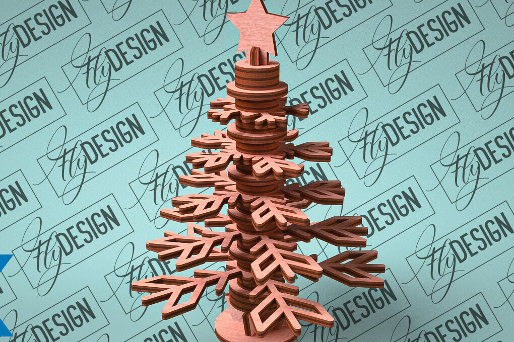 Intra απο ξύλο plywood  Χρώμα wenge 3mm-4mm πάχος - Χριστουγεννιάτικο Δέντρο Κόψιμο με Λέιζερ Δίασταση 15x15 cm INTRAFABR-104380174