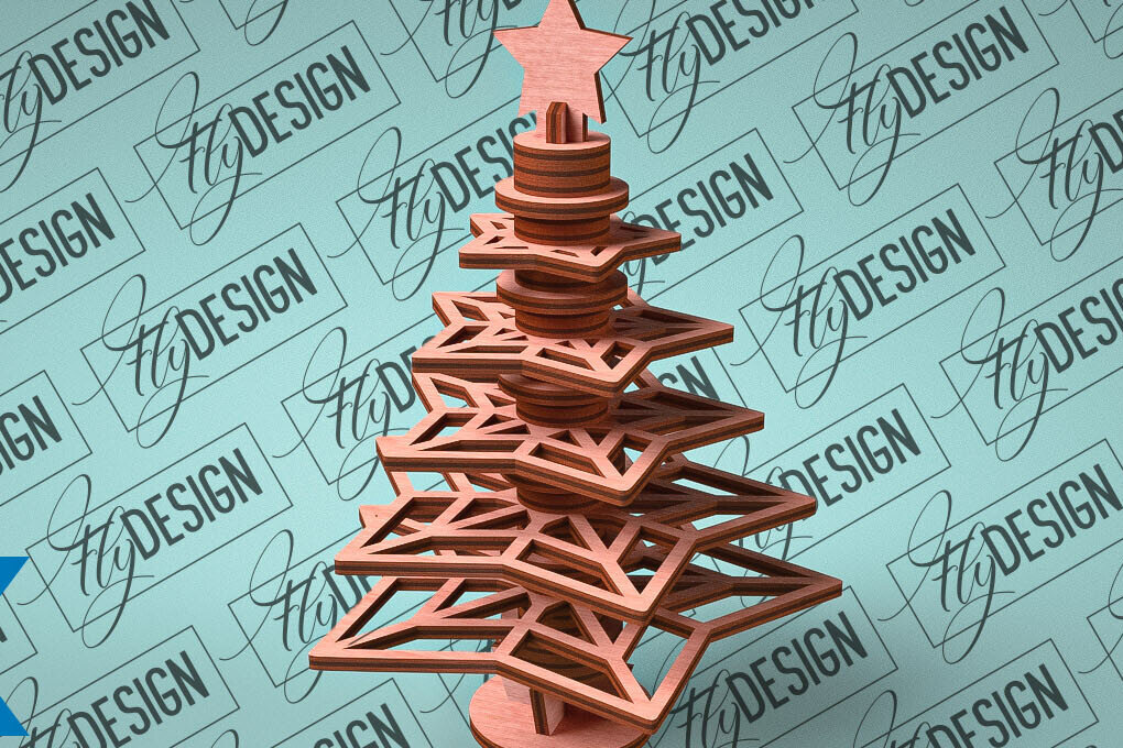 Intra απο ξύλο plywood  Χρώμα wenge 3mm-4mm πάχος - Χριστουγεννιάτικο Δέντρο Κόψιμο με Λέιζερ Δίασταση 15x15 cm INTRAFABR-104380210