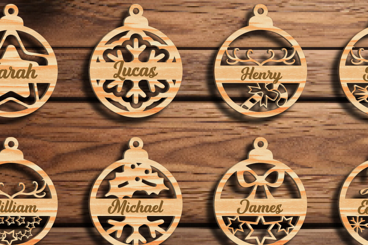 Σετ των 2 Intra απο ξύλο plywood  Χρώμα wenge 3mm-4mm πάχος - Ετικέτα ονόματος δέσμης στολιδιών χριστουγεννιάτικου δέντρου Δίασταση 6x6 cm INTRAFABR-107174757