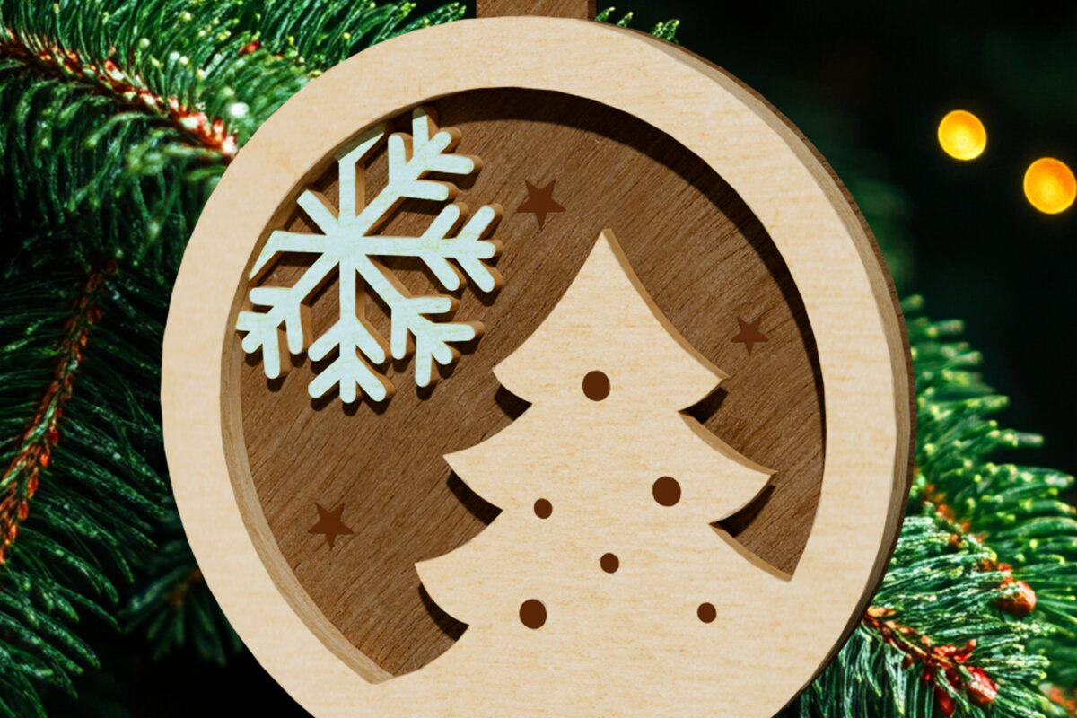 Σετ των 3 Intra απο ξύλο plywood  Χρώμα wenge 3mm-4mm πάχος - Πρότυπο αποκοπής στολίδι χριστουγεννιάτικου δέντρου Δίασταση 2x2 cm INTRAFABR-104256070