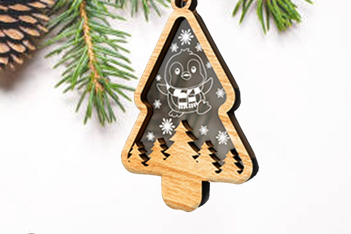 Σετ των 2 Intra απο ξύλο plywood  Χρώμα wenge 3mm-4mm πάχος - Στολίδι Χριστουγεννιάτικου Δέντρου, Διακόσμηση σπιτιού Δίασταση 5x3 cm INTRAFABR-106062237