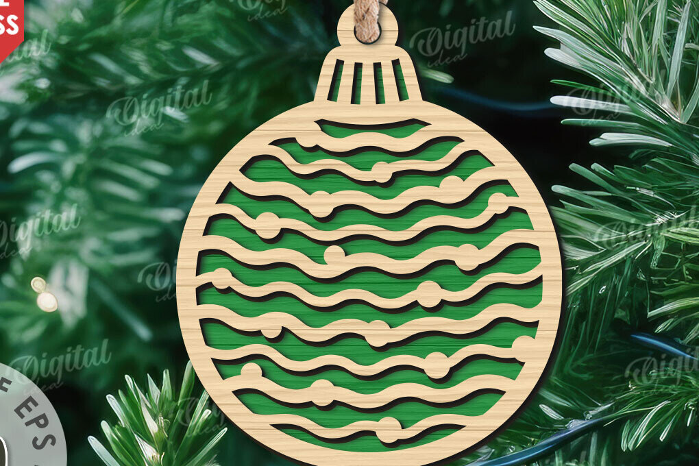 Σετ των 2 Intra απο ξύλο plywood  Χρώμα wenge 3mm-4mm πάχος - Κόψιμο με λέιζερ στολίδι Χριστουγεννιάτικου Δέντρου Δίασταση 6x6 cm INTRAFABR-105338529