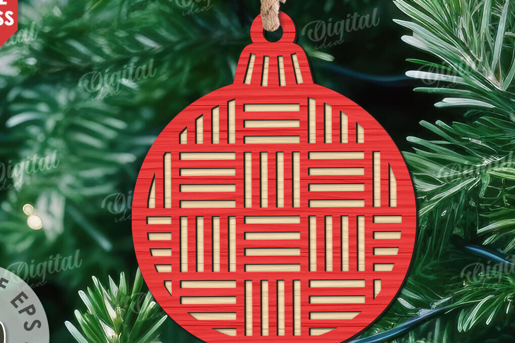 Σετ των 2 Intra απο ξύλο plywood  Χρώμα wenge 3mm-4mm πάχος - Κόψιμο με λέιζερ στολίδι Χριστουγεννιάτικου Δέντρου Δίασταση 6x6 cm INTRAFABR-105338610