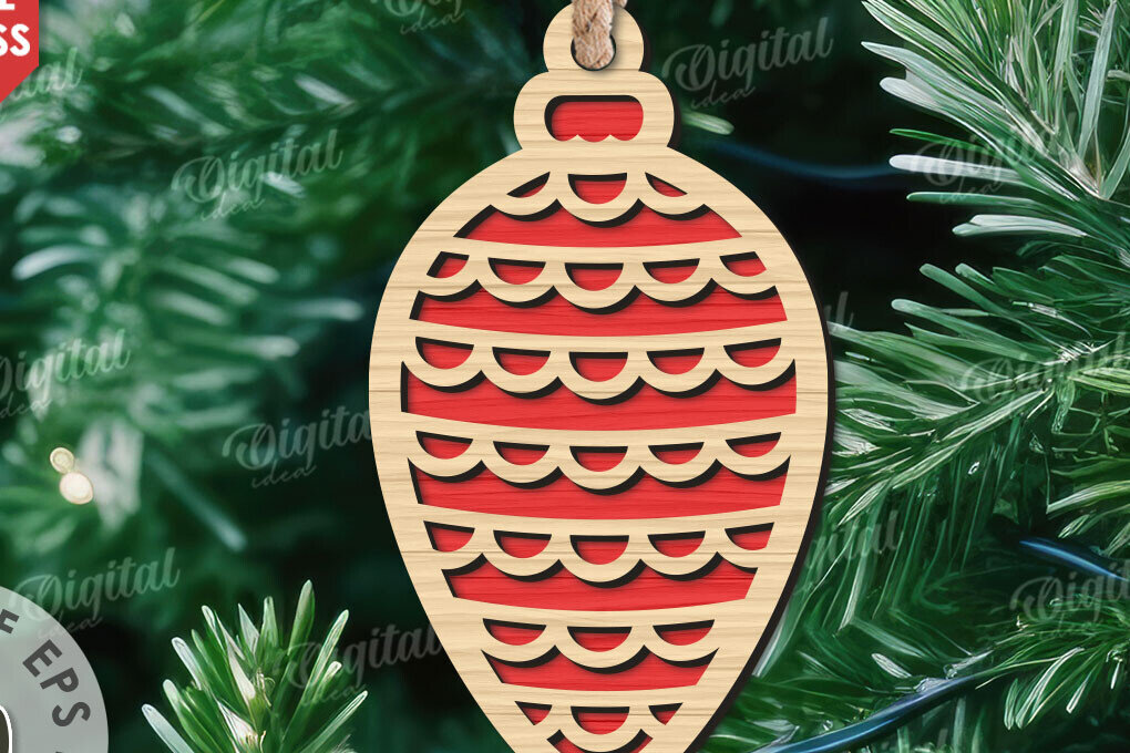 Σετ των 2 Intra απο ξύλο plywood  Χρώμα wenge 3mm-4mm πάχος - Κόψιμο με λέιζερ στολίδι Χριστουγεννιάτικου Δέντρου Δίασταση 6x6 cm INTRAFABR-104132393