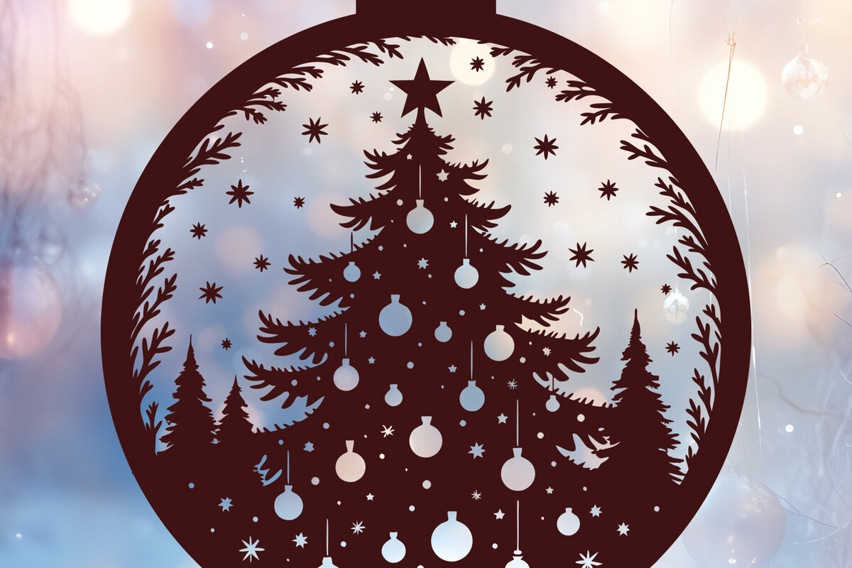 Σετ των 2 Intra απο ξύλο plywood  Χρώμα wenge 3mm-4mm πάχος - Στολίδι Χριστουγεννιάτικου Δέντρου 53 Δίασταση 6x6 cm INTRAFABR-106071041