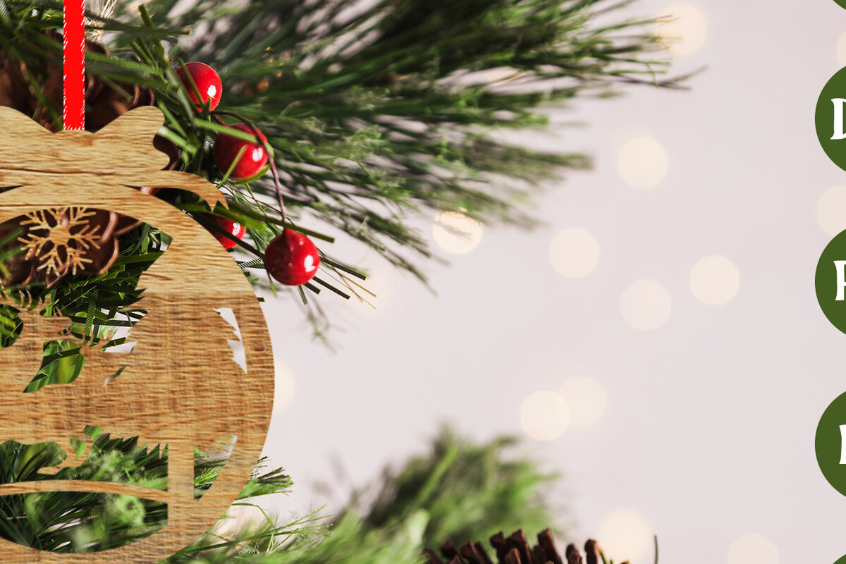 Σετ των 2 Intra απο ξύλο plywood  Χρώμα wenge 3mm-4mm πάχος - Στολίδι Χριστουγεννιάτικου Δέντρου | Δίασταση 6x6 cm INTRAFABR-108399325