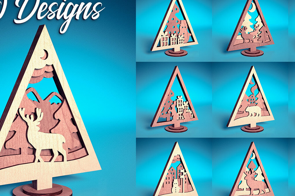 Σετ των 2 Intra απο ξύλο plywood  Χρώμα wenge 3mm-4mm πάχος - Στολίδι χριστουγεννιάτικου δέντρου με λέιζερ | Δίασταση 6x6 cm INTRAFABR-100872689