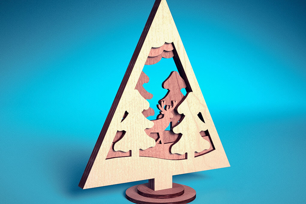 Σετ των 2 Intra απο ξύλο plywood  Χρώμα wenge 3mm-4mm πάχος - Στολίδι χριστουγεννιάτικου δέντρου με λέιζερ | Δίασταση 6x6 cm INTRAFABR-100967367