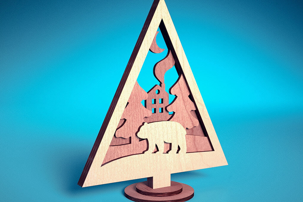 Σετ των 2 Intra απο ξύλο plywood  Χρώμα wenge 3mm-4mm πάχος - Στολίδι χριστουγεννιάτικου δέντρου με λέιζερ | Δίασταση 6x6 cm INTRAFABR-100910236