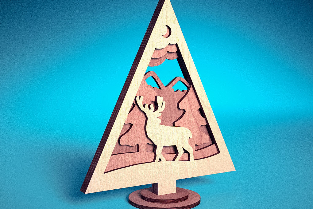 Σετ των 2 Intra απο ξύλο plywood  Χρώμα wenge 3mm-4mm πάχος - Στολίδι χριστουγεννιάτικου δέντρου με λέιζερ | Δίασταση 6x6 cm INTRAFABR-101703875